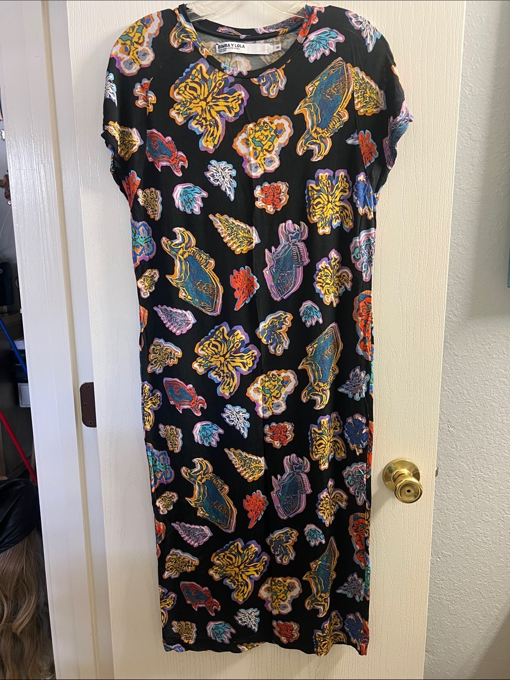 Nina & Lola Black Multicolor Printed Midi Dress
